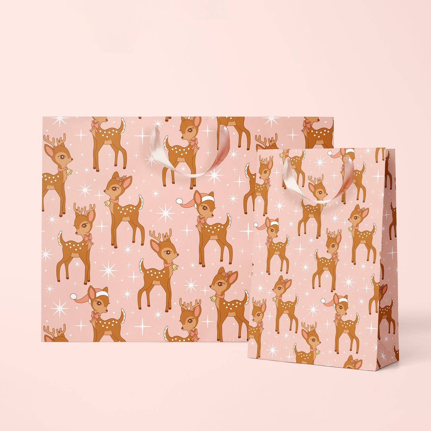 Retro Deer Holiday Gift Bag: L