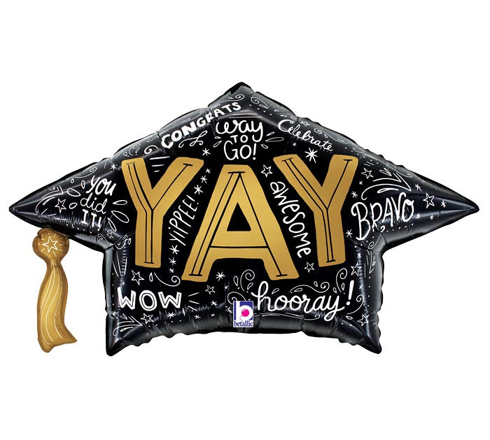 30" GRAD CAP WORDS SHAPE XL