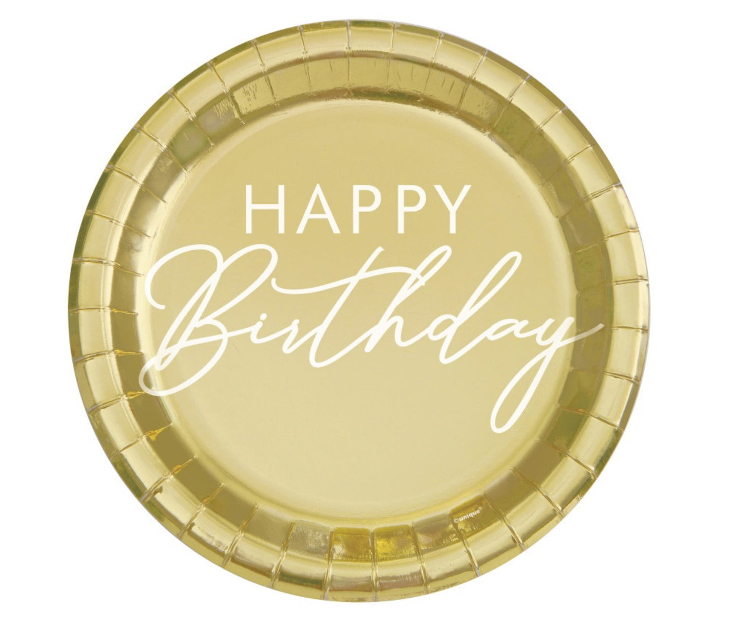 Gold Birthday 9” Plate 8ct