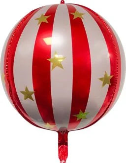 Red Striped ornament Orb 16”