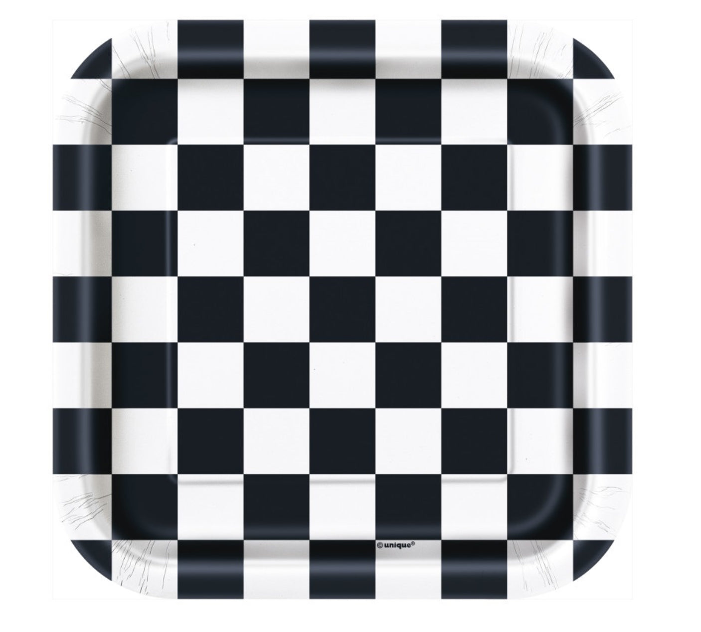 Black Checkered Square 7” Plate 8ct