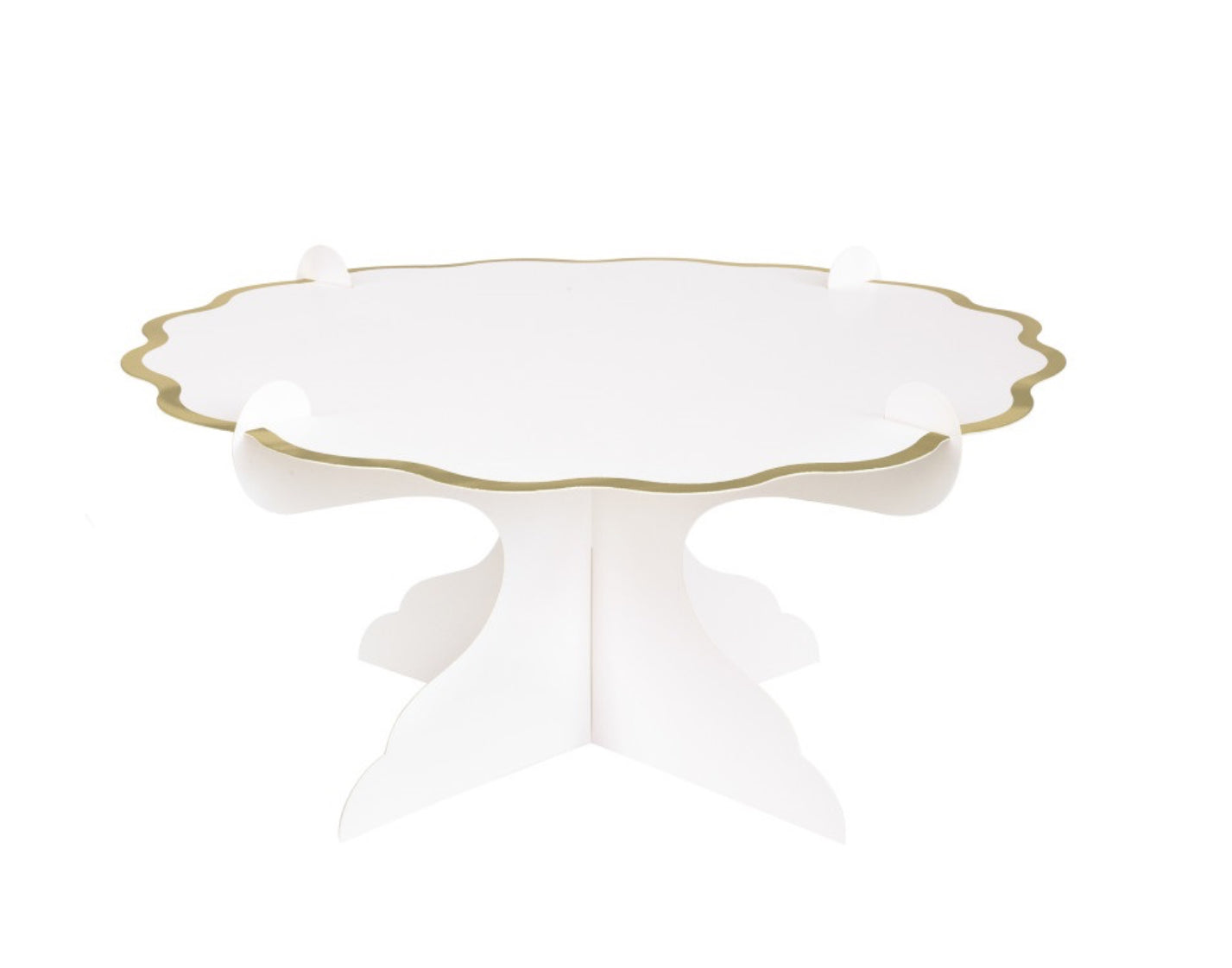 White & Gold Foil Scalloped Cake Stand