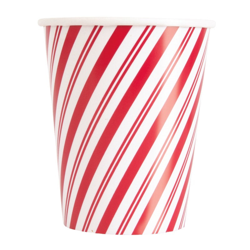 Candy Cane Paper 9oz Cups - 8ct