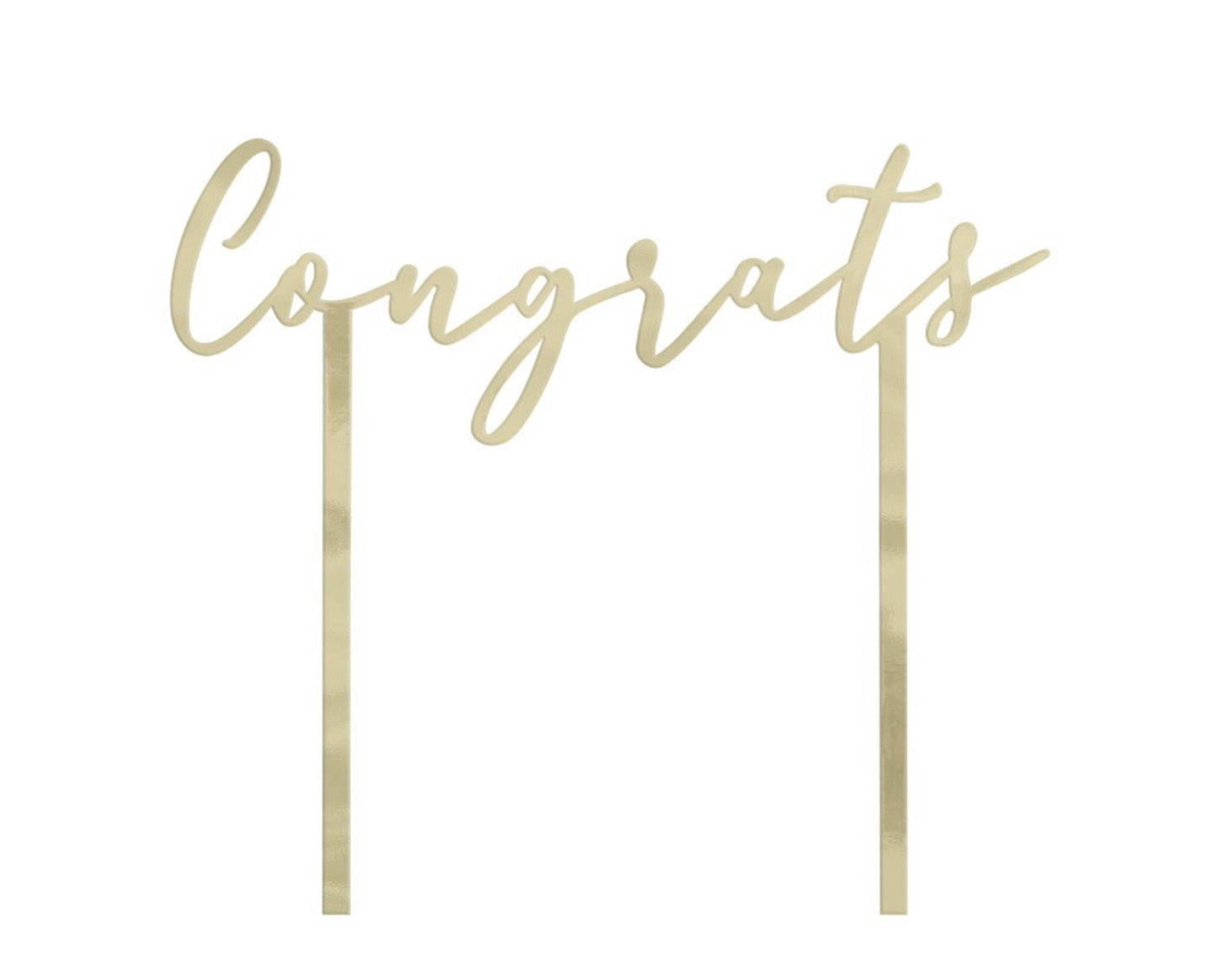 Gold Metallic Plastic “CONGRATS” Cake Topper