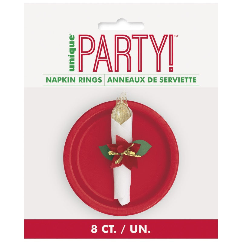 Poinsettia Napkin Ties- 8ct