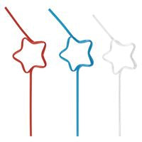 Assorted Red Clear & Blue Star Shaped Straws