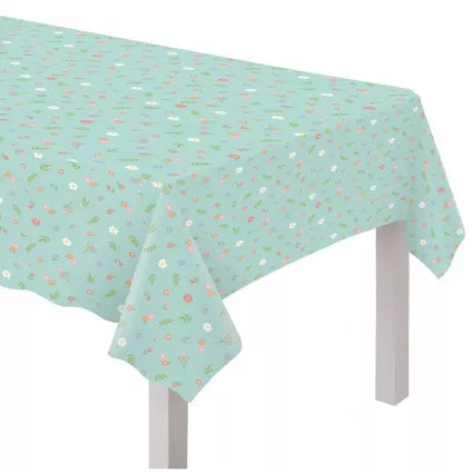 Easter Flowers Plastic Table Cover, 54in x 102in