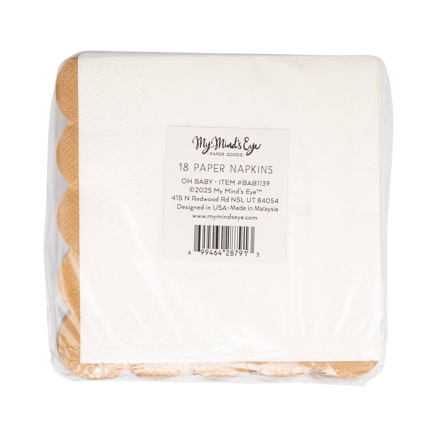 BAB1139 - Oh Baby Gold and Tan Cocktail Napkin