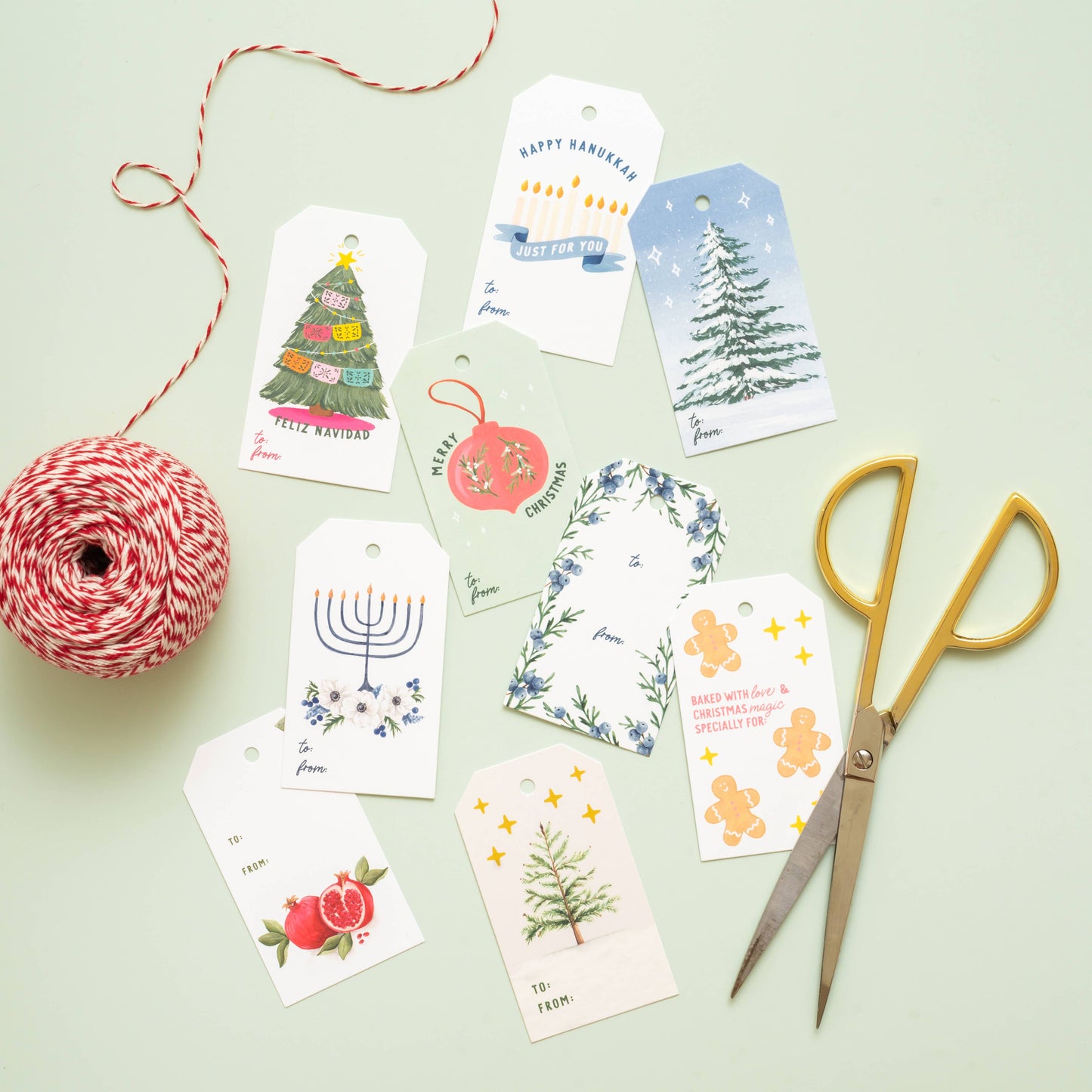 Papel Picado Navidad - Gift Tag Set, Christmas Wrapping