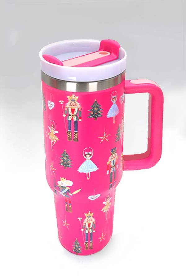 40oz STAINLESS STEEL TUMBLER CHRISTMAS | NUTCRAKER FUCHSIA