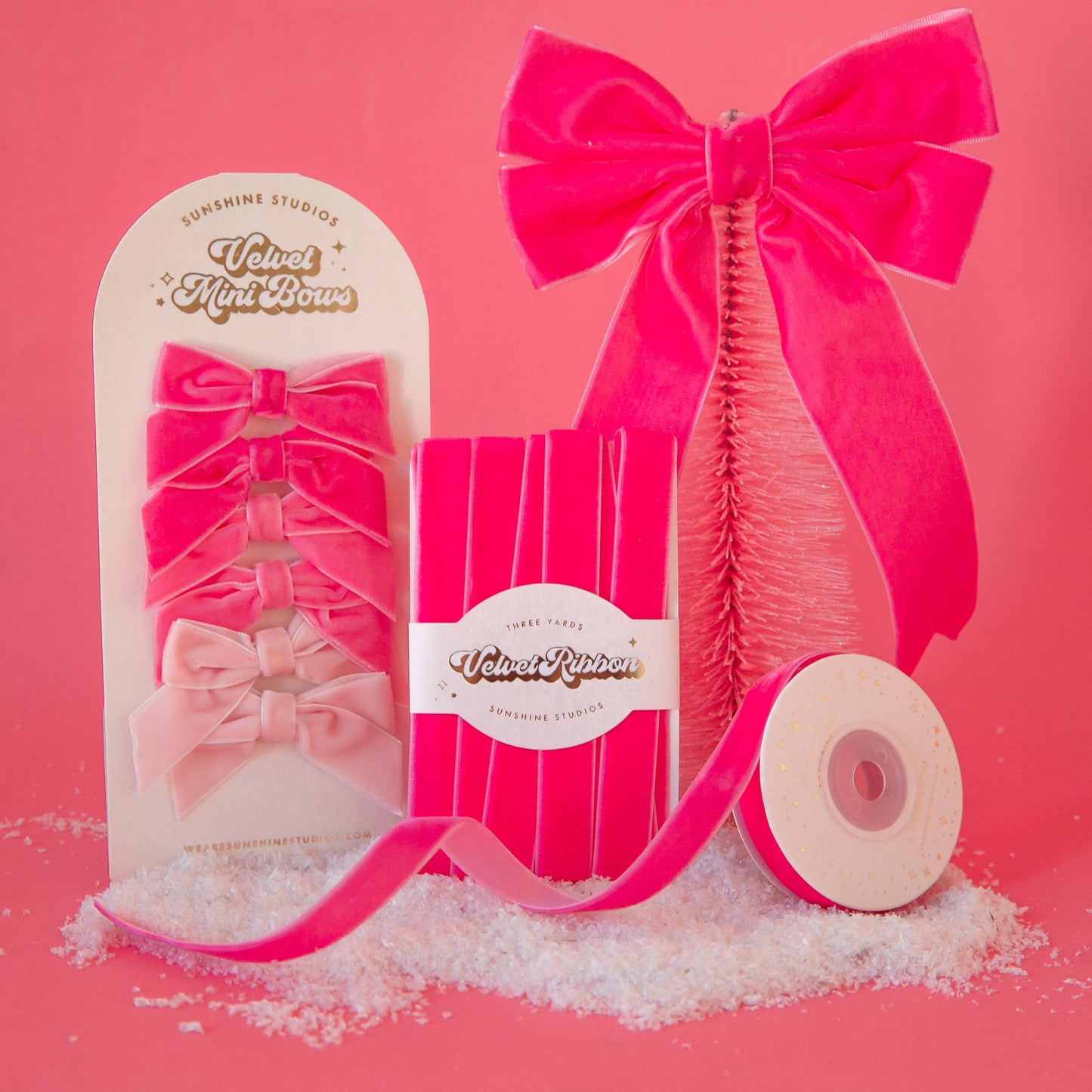 Holiday Velvet Mini Bows | Pink
