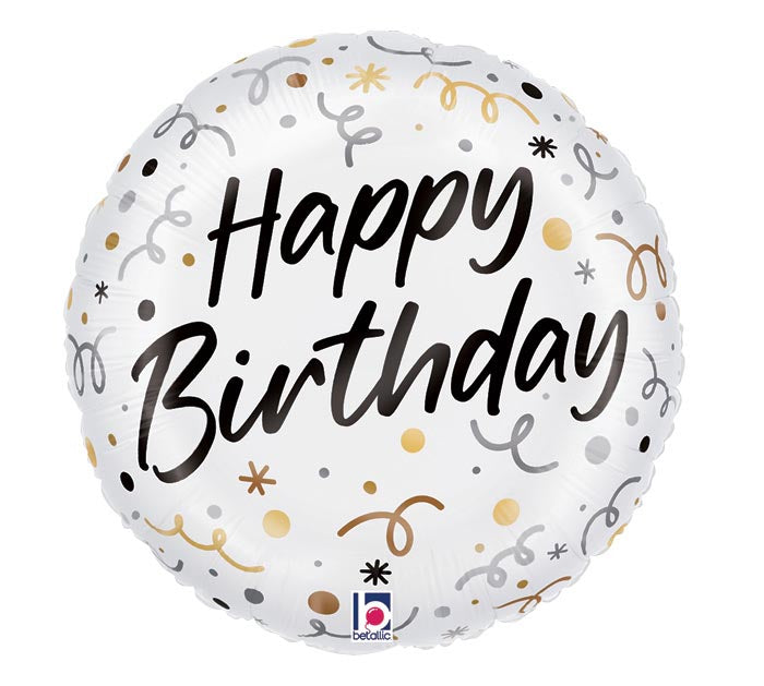 18" PKG SATIN BIRTHDAY STREAMERS ROUND