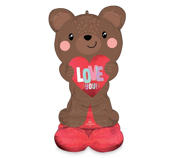 49" AIRLOONZ SATIN BROWN LOVE BEAR