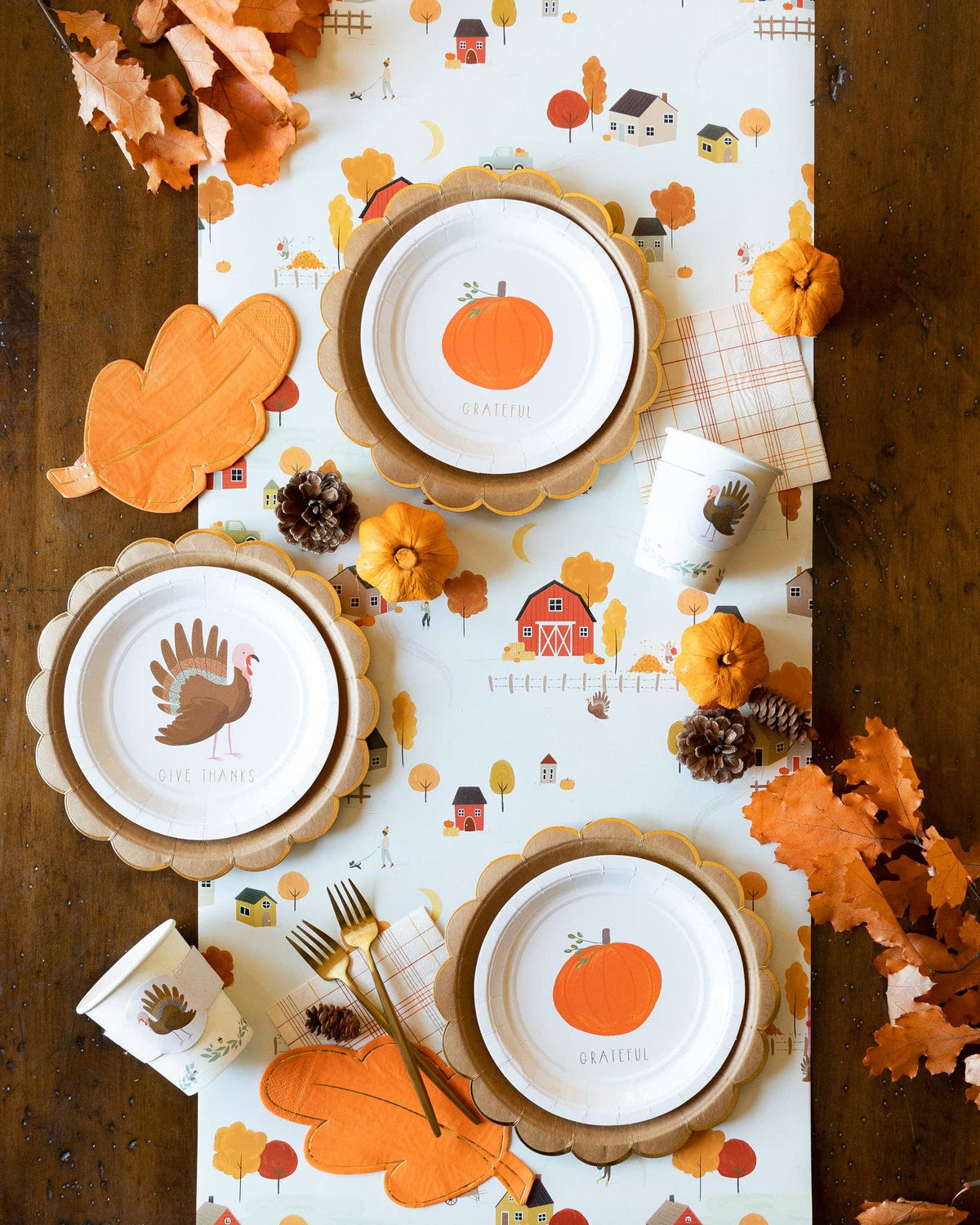 THP924 - Harvest Fall Scene Paper Table Runner