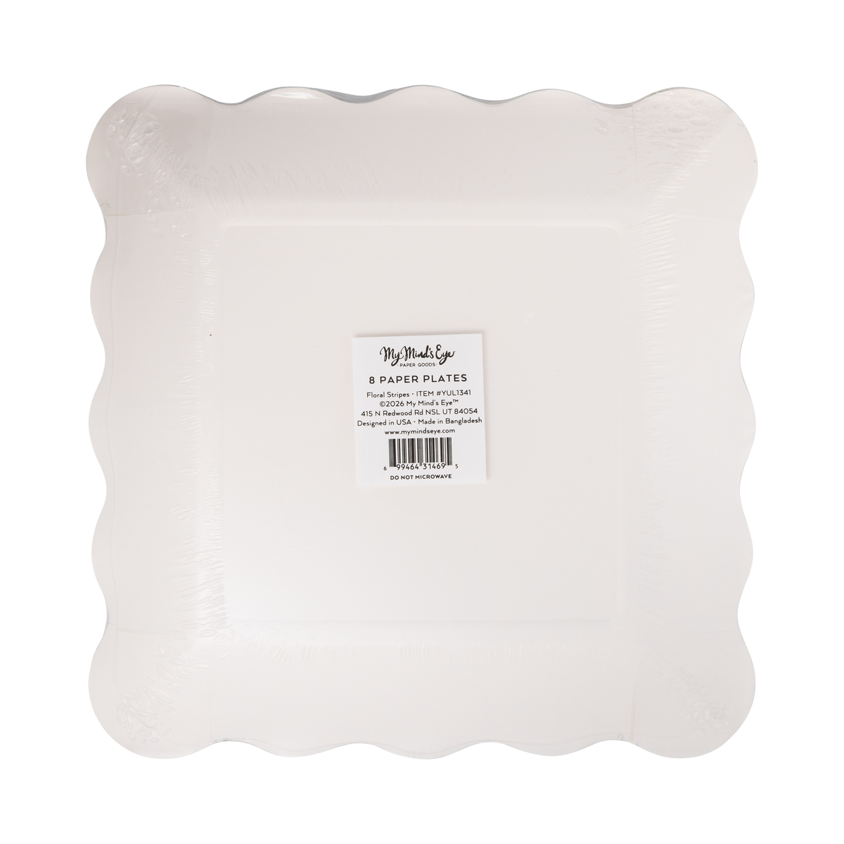 YUL1341 - Green Floral Stripe 9" Paper Dinner Plates