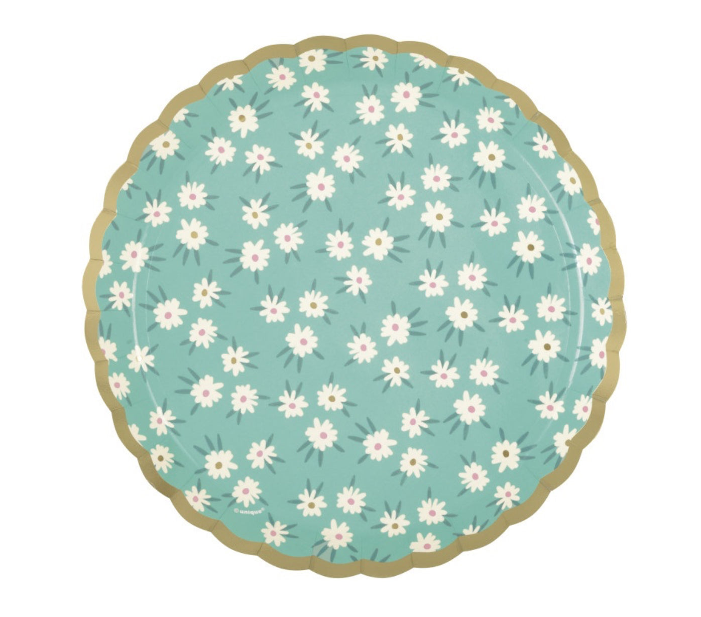 Mint Floral Scalloped Edge Dessert Plates 8ct