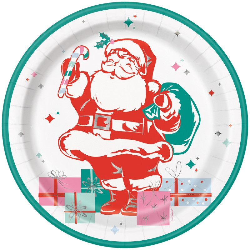 Bright Santa 9” Plates- 8ct
