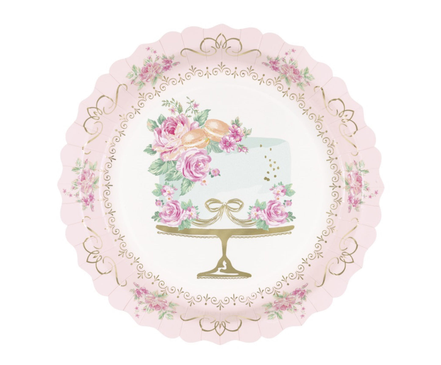 Golden Garden Party Shaped-Edge 9" Plates 8ct - Foil Stamping