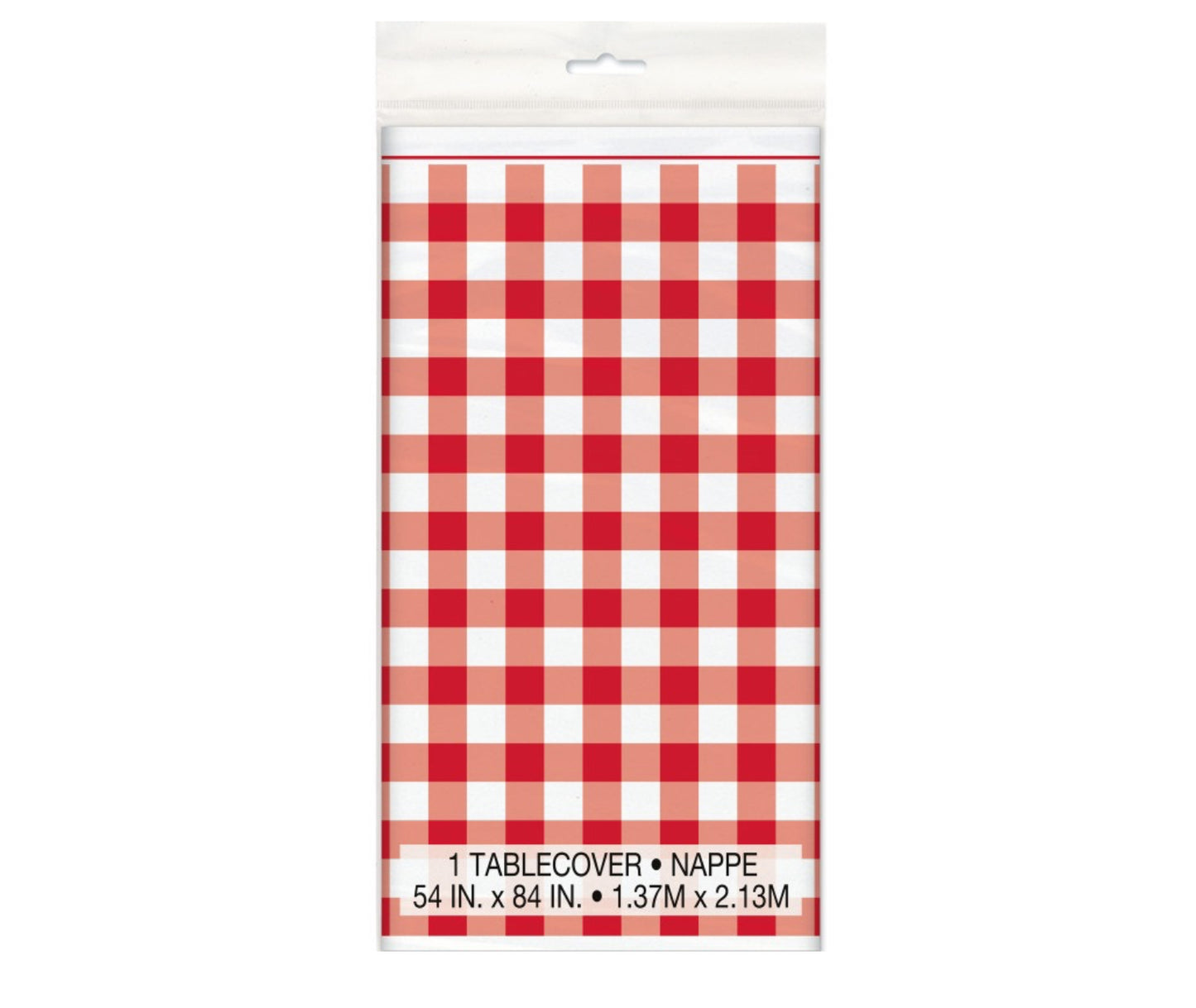 Red Gingham Plastic Table Cover