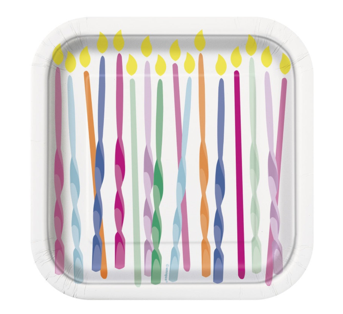 Candle Square Birthday Plates- 7”