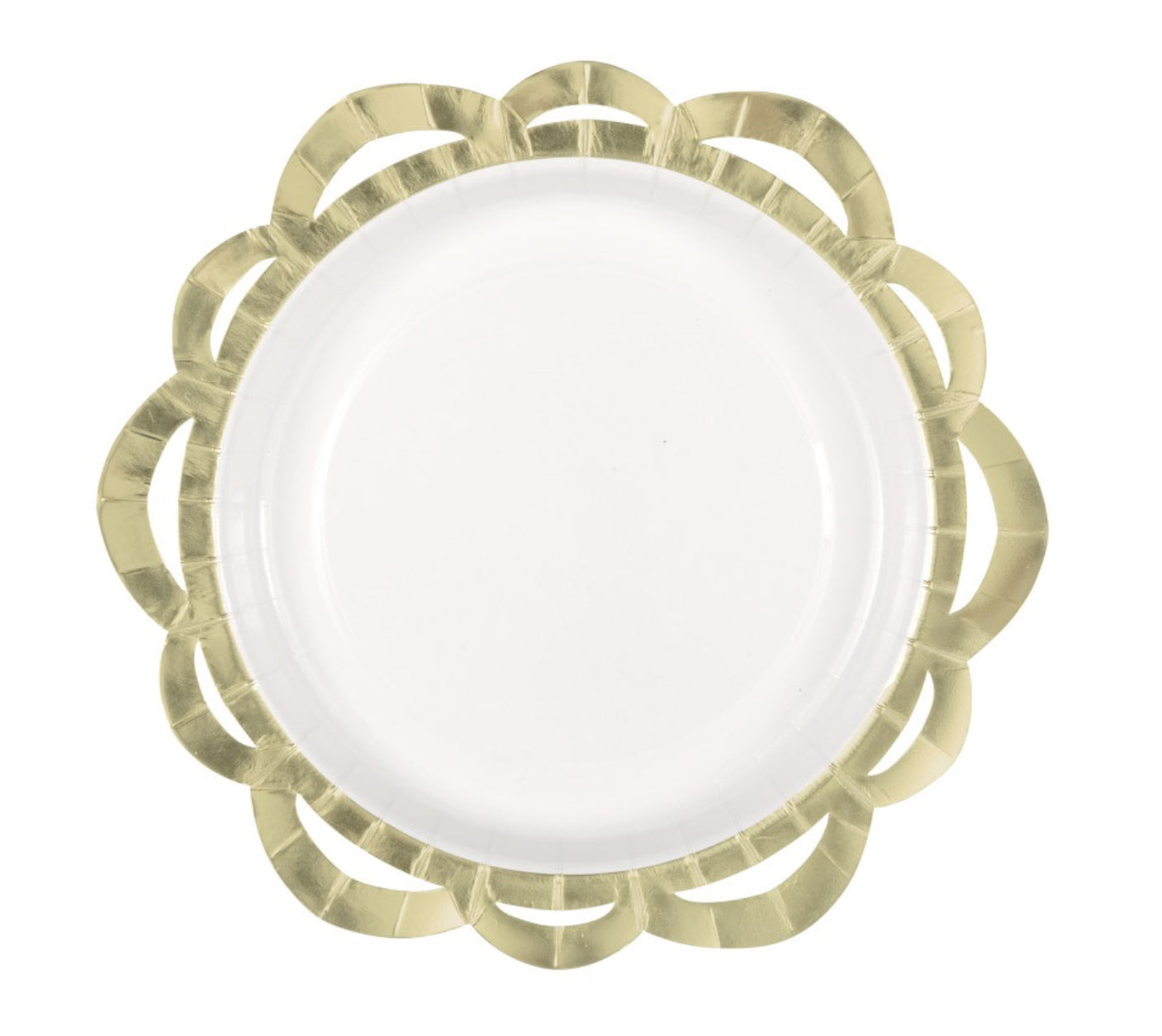 Elegant White & Gold Scalloped 10” Plates
