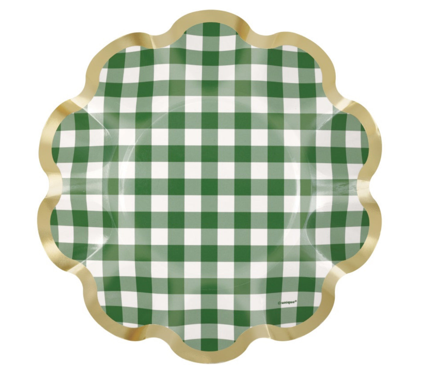 Dark Green Gingham 8.25” Plates 8ct