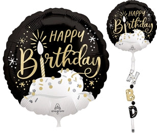 Black, Gold, White HBD Cupcake Airwalker