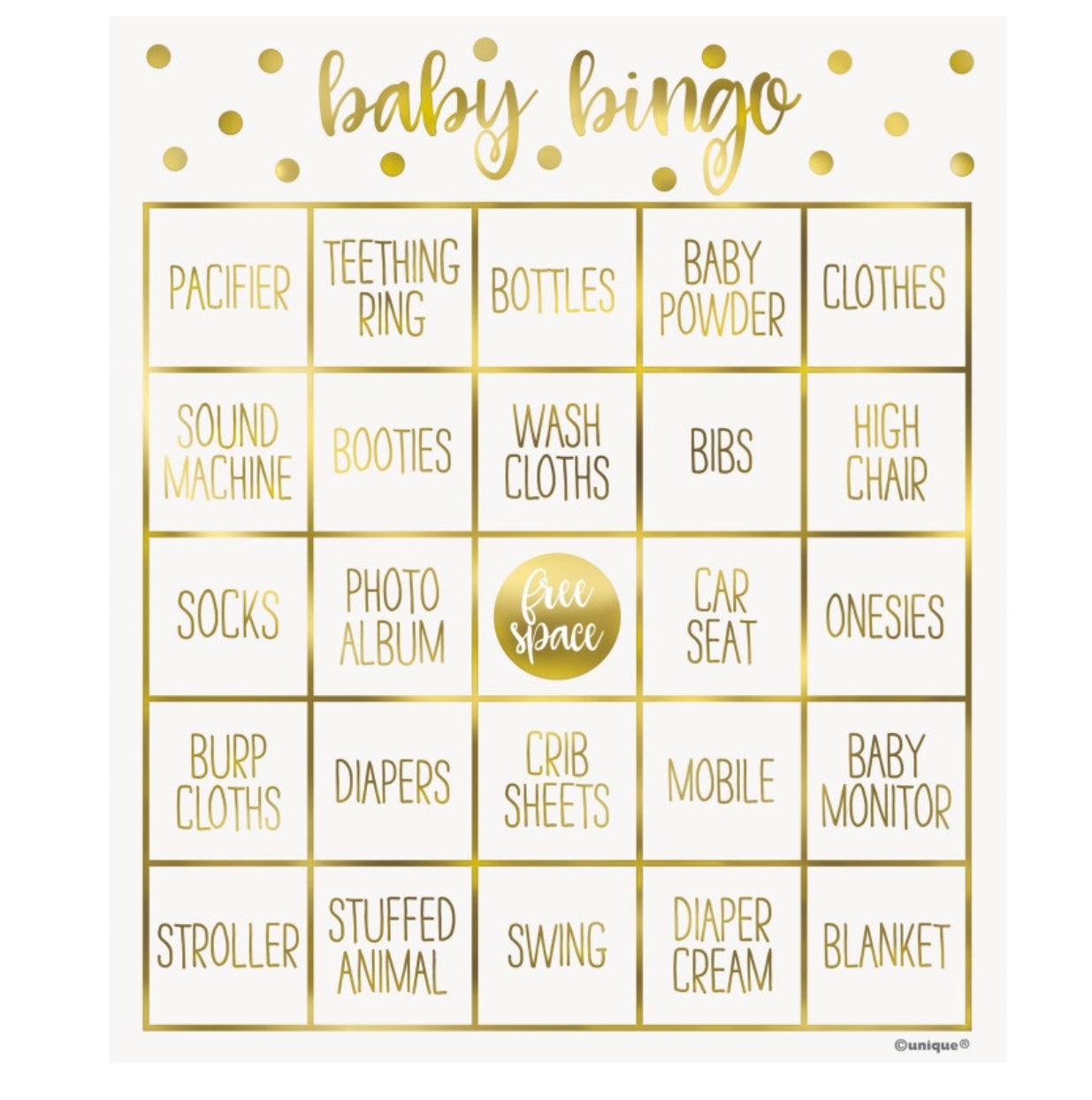 Baby Shower Bingo Game