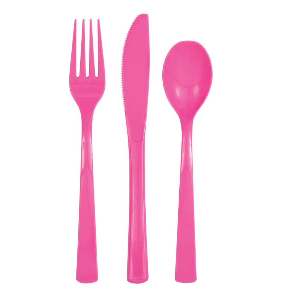 Hot Pink Assorted Plastic Cutlery 18ct