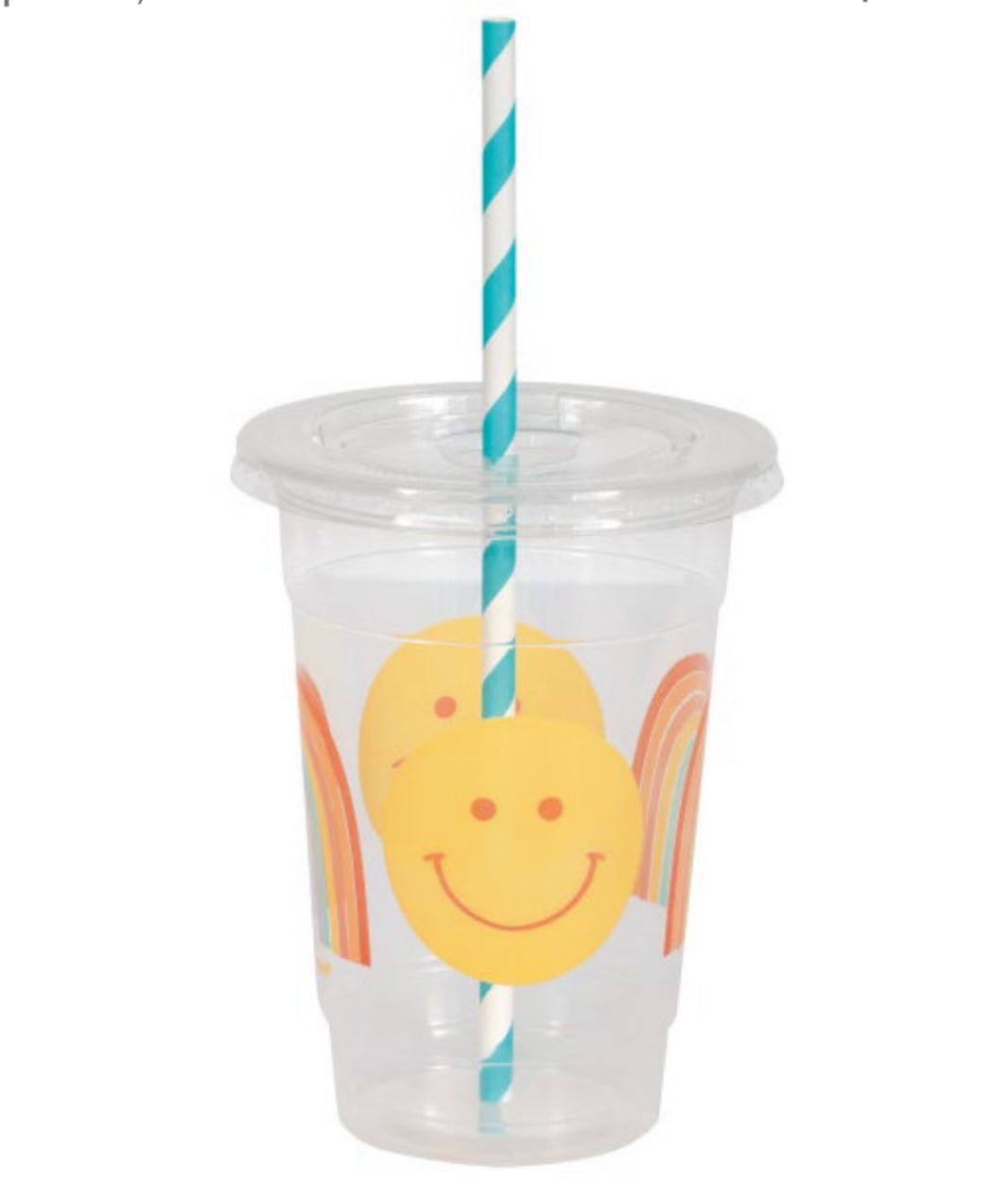 Groovy Plastic Cups w/ Straws & Lids - 4ct