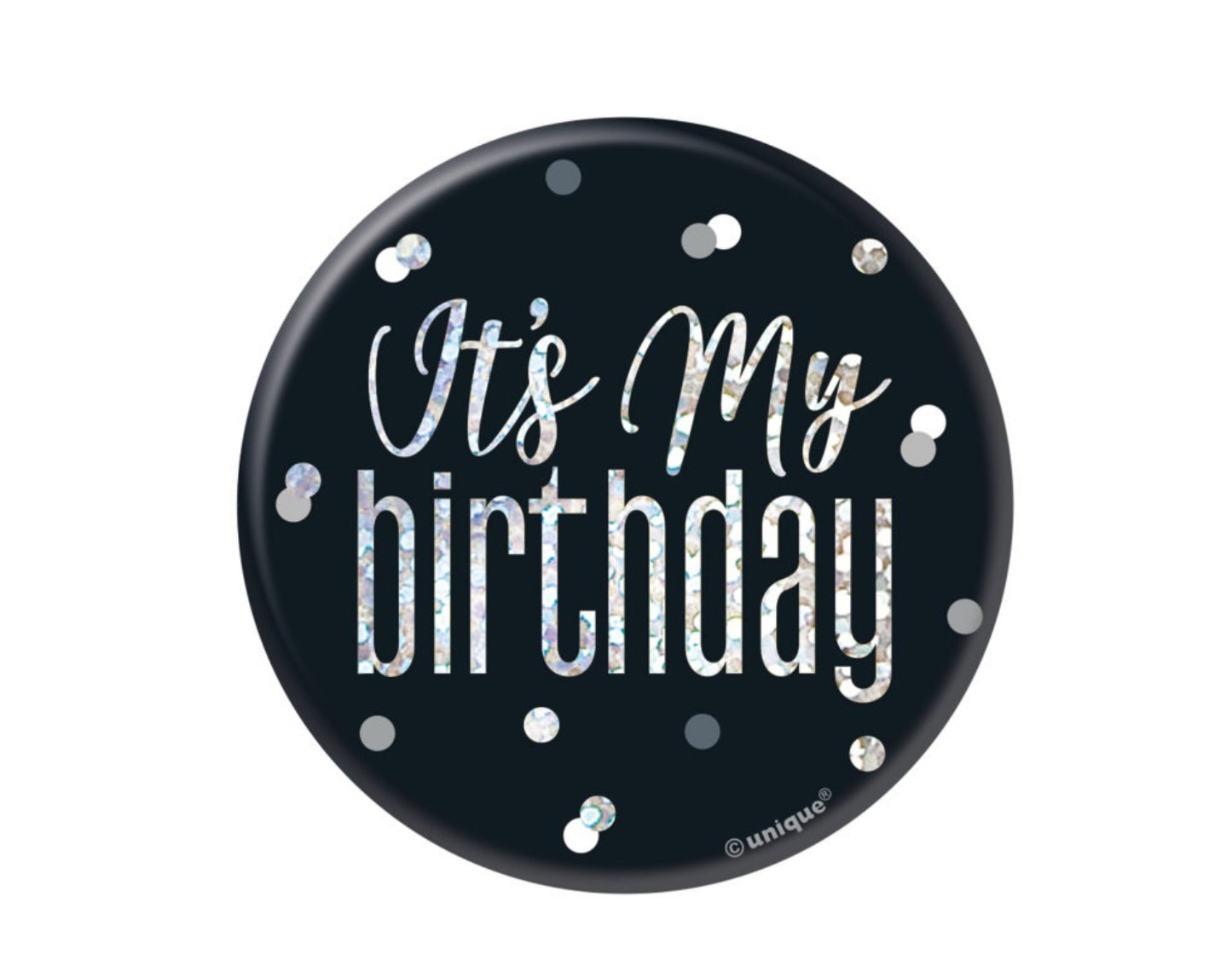 Black Confetti Birthday Badge