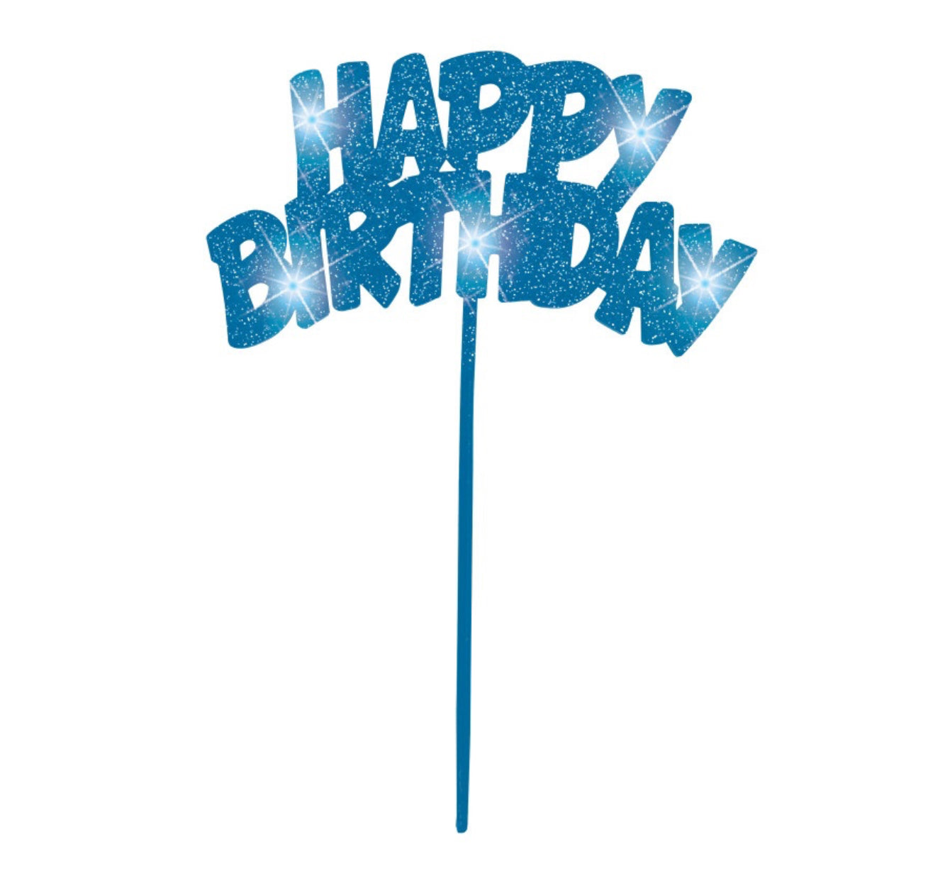 Flashing Light Happy Birthday Cake Topper- Blue