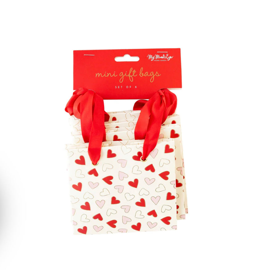 Gold Outline Hearts Gift Bag- 6 bags