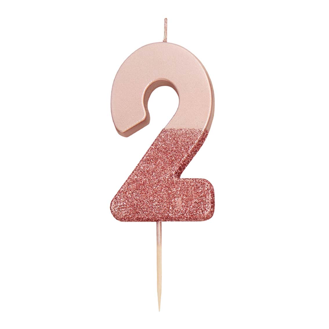 Rosegold Glitter Number 2 Candle