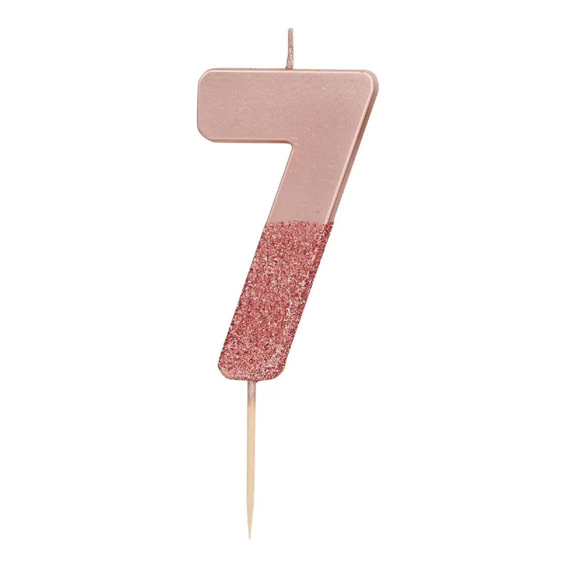 Rosegold Glitter Number 7 Candle