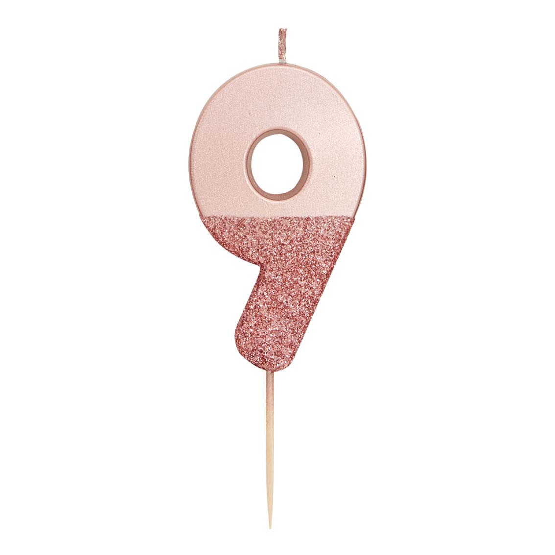 Rosegold Glitter Number 9 Candle