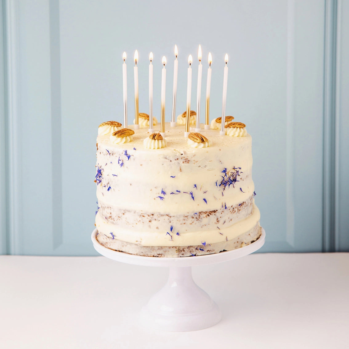 White and Silver Birthday Candles - 16 Pack