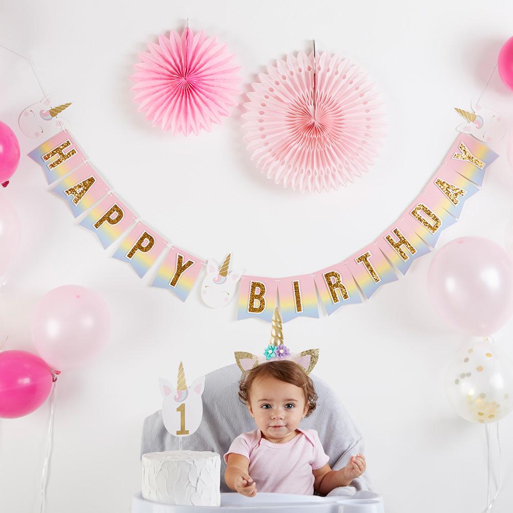 Unicorn First Birthday Party Kit