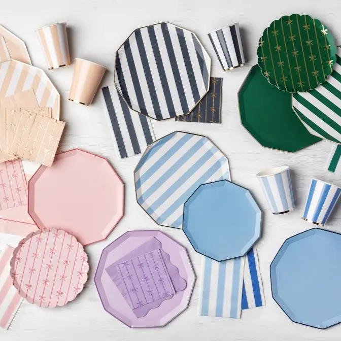 MIDNIGHT BLUE CABANA STRIPE CUPS