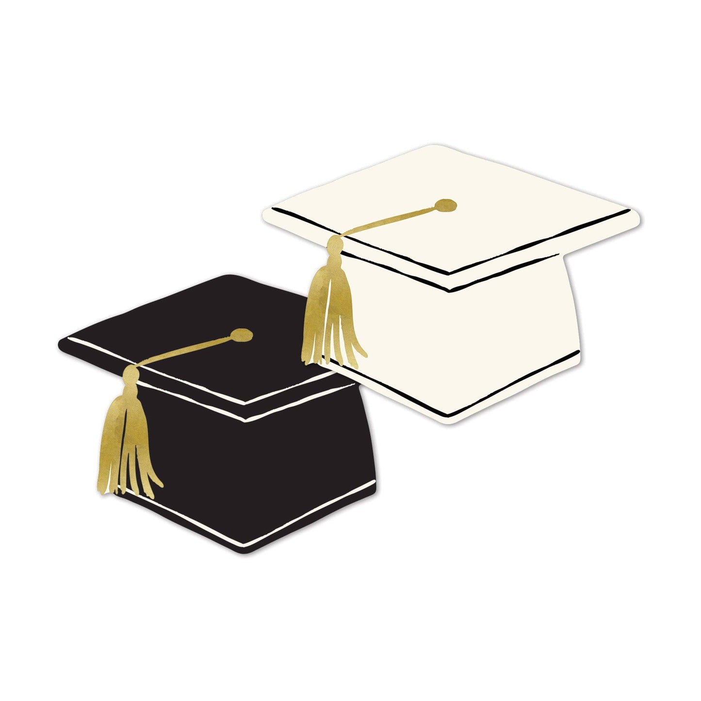 PLNP2151 - Foil Black/White Grad Hat Shaped Cocktail Napkin Set (18ct)