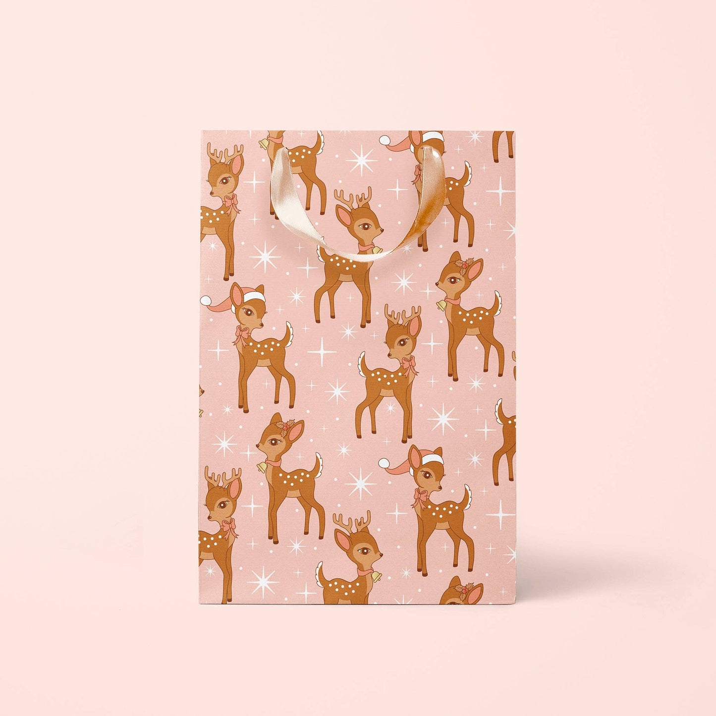 Retro Deer Holiday Gift Bag: L