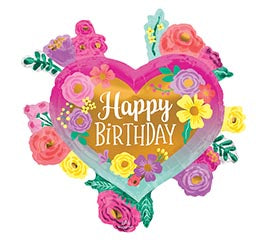 HBD Jumbo Heart and Flowers