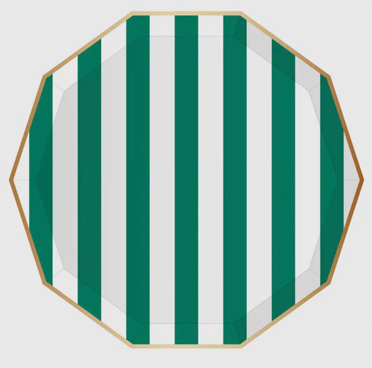 Emerald Green Stripe Plates