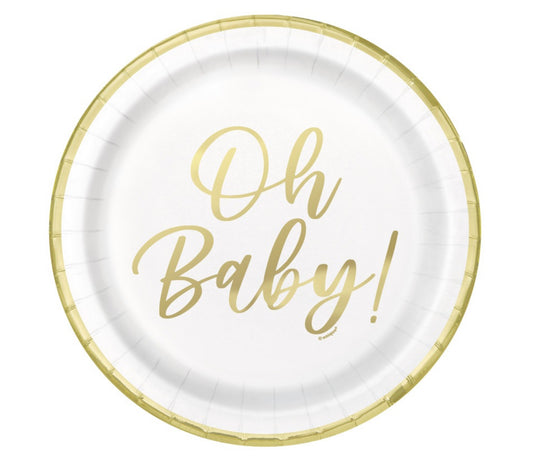 Oh Baby Gold Plates 9”