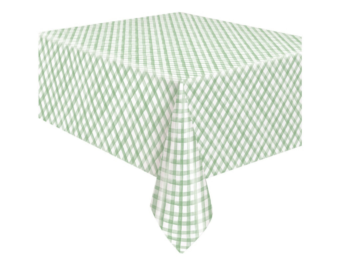 Water Resistant Reusable Green Gingham Table Cover