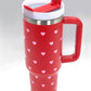 40oz STAINLESS STEEL TUMBLER HEART RED