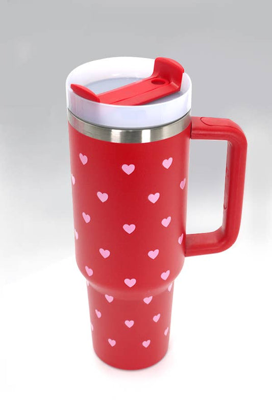 40oz STAINLESS STEEL TUMBLER HEART RED