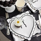 CLV1240 - Cream and Black Scalloped Heart Shaped Plate