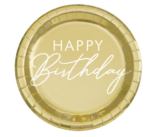 Gold Birthday 9” Plate 8ct