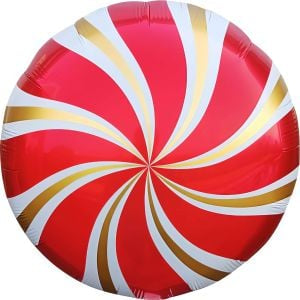 Red & Gold Swirl 18” Round foil